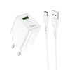 Сетевое зарядное устройство HOCO C98A Proton+кабель Type-C 1USB QC3.0 18W White