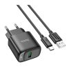 Сетевое зарядное устройство HOCO C140A+кабель Type-C 1USB QC3.0 18W Black