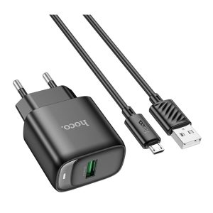 Сетевое зарядное устройство HOCO C140A+кабель MicroUSB 1USB 18W Black