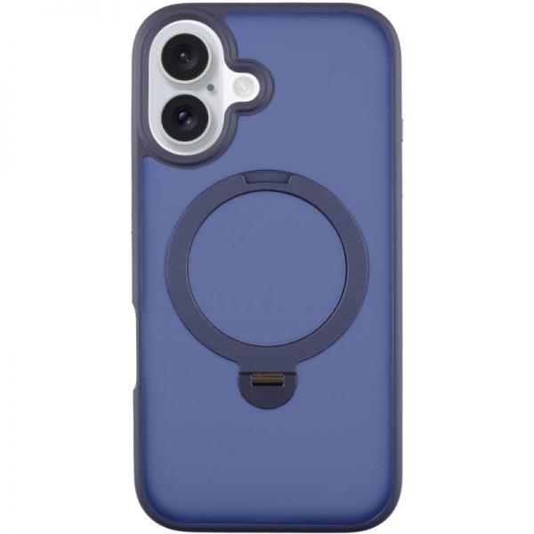 Чехол Metal Buttons MagSafe Colorful HQ Ring для Iphone 16 Dark Blue