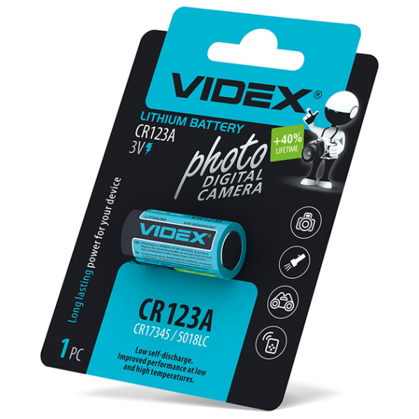 Батарейка VIDEX CR123A LITHIUM 1шт