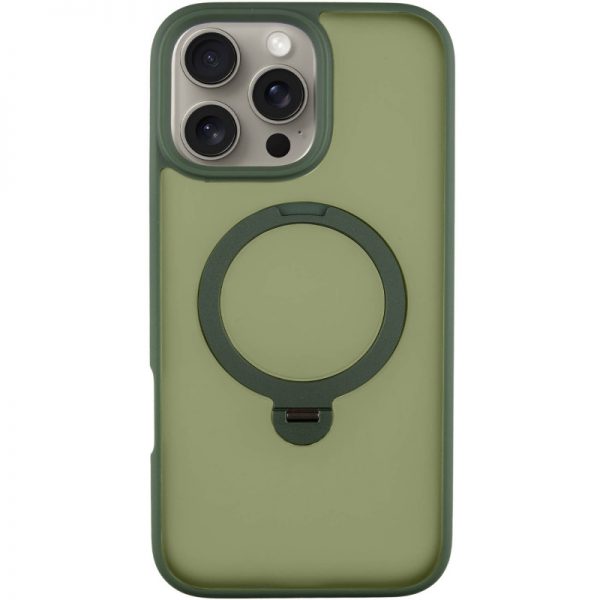 Чехол Metal Buttons MagSafe Colorful HQ Ring для Iphone 16 Pro Max Green