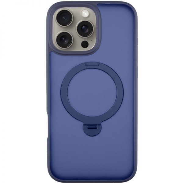 Чехол Metal Buttons MagSafe Colorful HQ Ring для Iphone 16 Pro Max Dark Blue