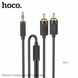 Кабель Aux Hoco UPA28 Lotus Double RCA 3.5мм 1.5м Black