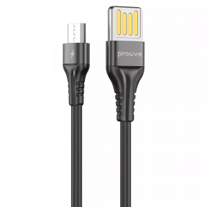 Кабель Proove Double Way Silicone USB to MicroUSB 2.4A 1m Black