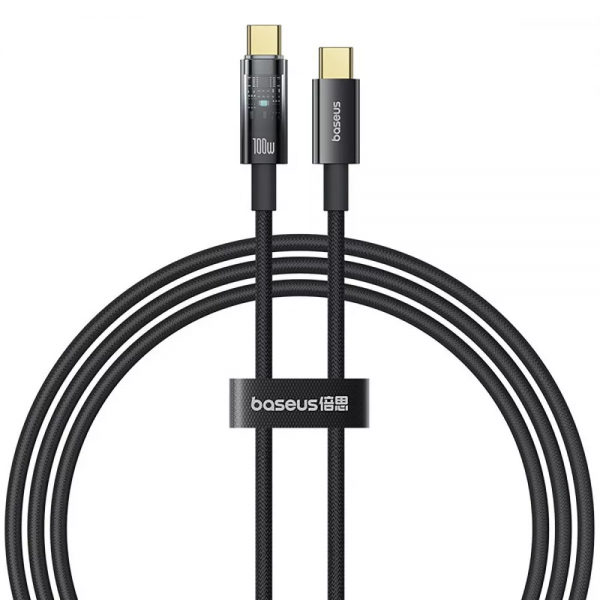 Кабель Baseus Explorer Series Auto Power-Off Type-C to Type-C 100W 2m Black