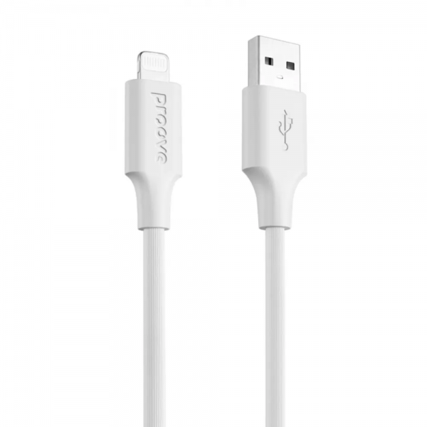 Кабель Proove Striped Silicone USB to Lightning 2.4A 1m White