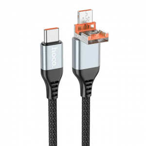 Кабель Hoco U128 2в1 USB/Type-C to Type-C 60W 3A 1.2м Black