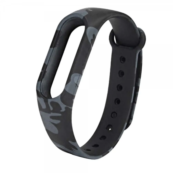 Ремінець Silicone Camouflage для Xiaomi Mi Band 5/6 Black Grey