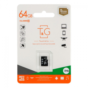 Карта пам’яті T&G MicroSDXC UHS-3 64GB Class 10 Black