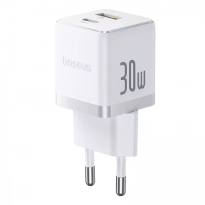 Зарядний пристрій Baseus Palm Type-C+USB 30W+кабель Type-C to Type-C 60W 1m White