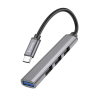 Адаптер HUB HOCO HB26 4в1 Type-C to USB3.0+3USB2.0 Metal Grey