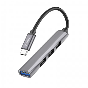 Адаптер HUB HOCO HB26 4в1 Type-C to USB3.0+3USB2.0 Metal Grey
