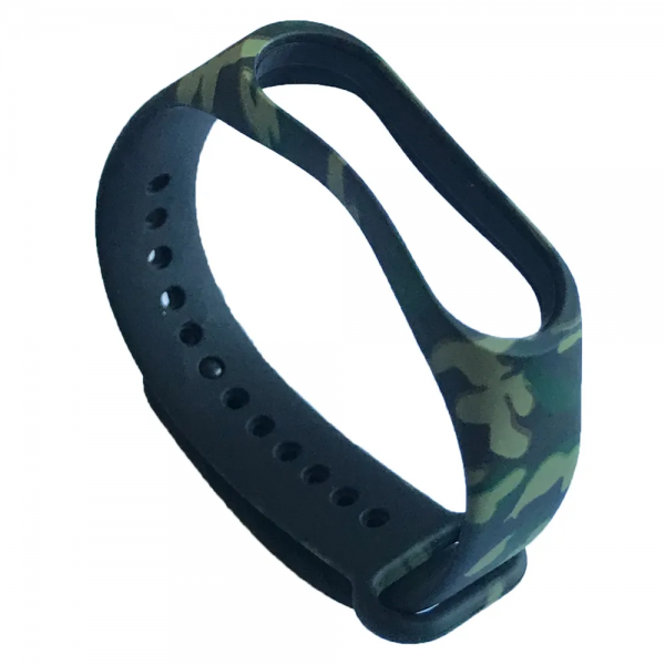 Ремінець Silicone Camouflage для Xiaomi Mi Band 5/6/7 Black/Green