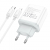 Зарядний пристрій HOCO C105A USB+Type-C PD20W+QC3.0+кабель Type-C to Lightning White 193944