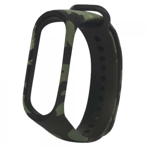 Ремінець Silicone Camouflage для Xiaomi Mi Band 3/4 Black green 1