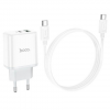 Зарядний пристрій HOCO C105A USB+Type-C PD20W+QC3.0+кабель Type-C to Type-C White 193950