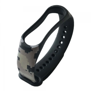 Ремінець Silicone Camouflage для Xiaomi Mi Band 3/4 PIXEL BLACK ARMY