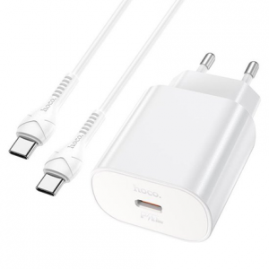 Зарядний пристрій HOCO N22 Type-C PD25W+кабель Type-C to Type-C White