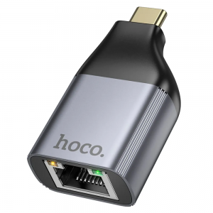 Перехідник HOCO UA35 RJ45 to Type-C Metal Grey