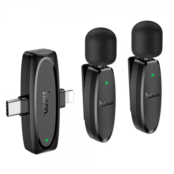 Петлічний мікрофон HOCO L15 Lightning/Type-C Black