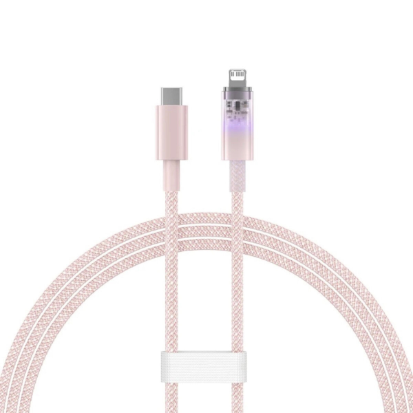 Кабель Baseus Explorer Temperature Control Type-C to Lightning 20W 1m Pink