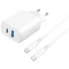 Зарядний пристрій Proove Silicone Power 2 30W Type-C+USB+кабель Type-C to Type-C 1м White
