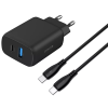 Зарядний пристрій Proove Silicone Power 2 30W Type-C+USB+кабель Type-C to Type-C 1м Black