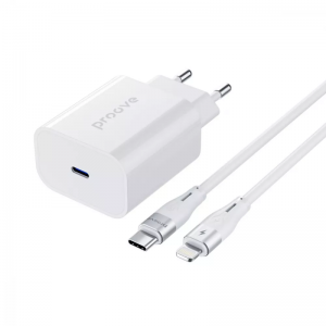 Зарядний пристрій Proove Rapid 20W Type-C+кабель Type-C to Lightning White
