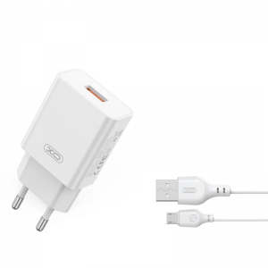 Зарядний пристрій XO L127 1USB+кабель USB to MicroUSB 1m 18W White