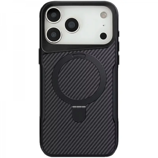 Чохол Metal Buttons MagSafe Carbon Ring для Iphone 17 Pro Max Чорний