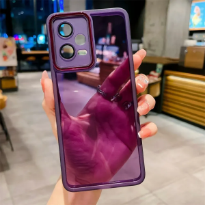 Чохол Stez із склом на камеру для Xiaomi Redmi Note 12 Pro+5G Прозорий / Фіолетовий