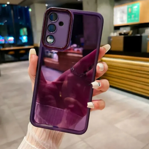 Чохол Stez із склом на камеру для Samsung Galaxy A05s Прозорий / Фіолетовий