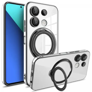 Чохол силіконовий з підставкою MagSafe для Xiaomi Redmi 13 / Poco M6 Прозорий/Чорний