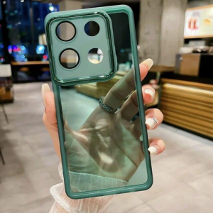 Чохол Stez із склом на камеру для Xiaomi Redmi Note 13 Pro 5G / Poco X6 Прозорий / Зелений