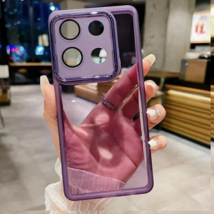 Чохол Stez із склом на камеру для Xiaomi Redmi Note 13 Pro / Poco M6 Pro / Note 14S Прозорий / Фіолетовий