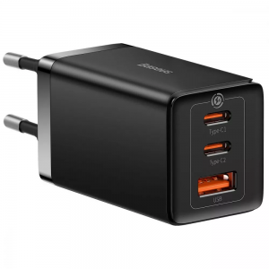 Мережевий зарядний пристрій Baseus GaN5 Pro 65W 2 Type-С+USB+кабель Type-C to Type-C 100W 1m Black