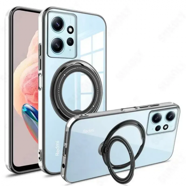 Чохол з підставкою MagSafe для Xiaomi Redmi Note 12 Pro 5G / Poco X5 Pro 5G Прозорий/Чорний