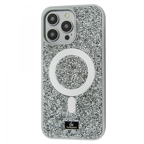 Чохол Bling Diamond MagSafe для Iphone 16 Pro Silver