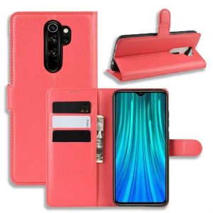 Чохол-книжка зі шкір-заму для Xiaomi Redmi Note 8 Pro Червоний
