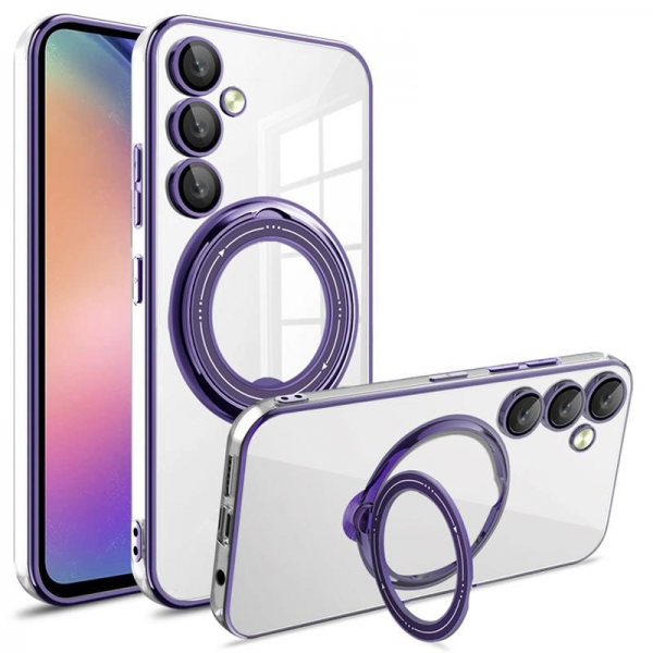 Чохол з підставкою MagSafe для Samsung Galaxy S23 Plus Прозорий/Фіолетовий