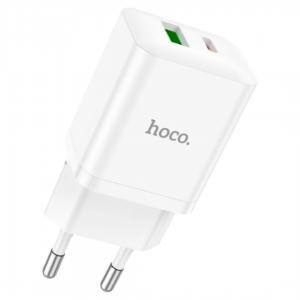 Мережевий зарядний пристрій HOCO N28 Founder PD20W+QC3.0 charger 1xUSB 1xType-C White