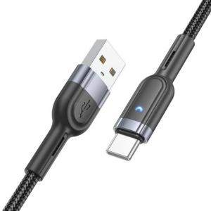 Кабель Hoco U117 Grand intelligent power-off charging data cable USB to Type-C 1m Black