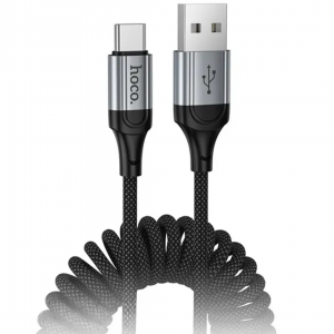 Кабель Hoco X121 Nuevo Пружина 3А 1.5m USB to Type-C Black
