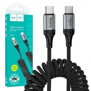 Кабель Hoco X121 Nuevo Пружина 60W 1.5m Type-C to Type-C Black