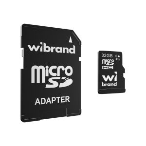 Карта пам’яті Wibrand microSDHC (UHS-1) 32Gb class 10 (adapter SD) Black
