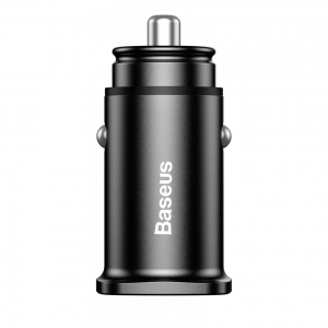 Автомобільний зарядний пристрій Baseus Square Metal QC 3.0 30W 2USB Black