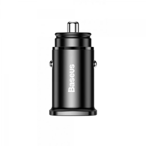 Автомобільний зарядний пристрій Baseus Square Metal PD 3.0 QC 4.0+ 30W USB + Type-C Black