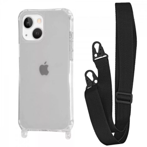 Чохол WAVE з ремінцем для Iphone 14 Прозорий / Black