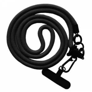 Шнурок для телефону NEW 120см 8mm з карабіном + тримач для чохла Black